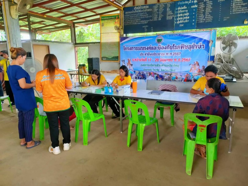 งานสาธารณสุขและงานป้องกันบรรเทาสาธารณภัย สำนักปลัดองค์การบริหารส่วนตำบลประทัดบุ ได้จัดโครงการรณรงค์และป้องกันโรคพิษสุนัขบ้า พ.ศ.2567 ระหว่างวันที่ 17 - 20 มิถุนายน พ.ศ.2567 ในวันที่ 17 มิถุนายน พ.ศ. 2567
